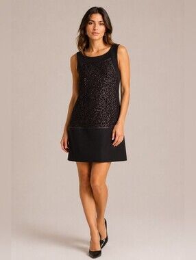 LOFT Black Sleeveless Sequins Dress